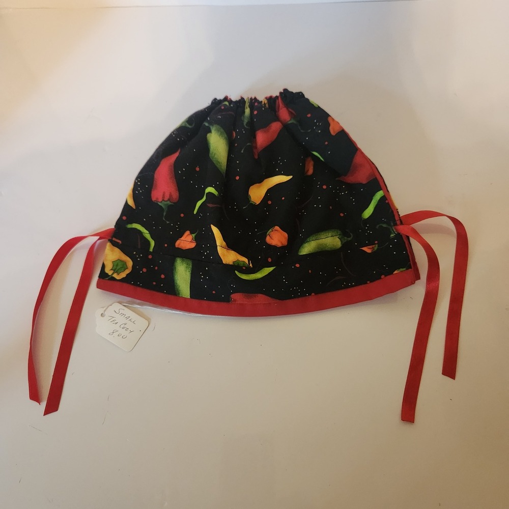 Handmade‎ Chili Pepper Small Tea Cozy Black Red Drawstring Teapot Warmer
